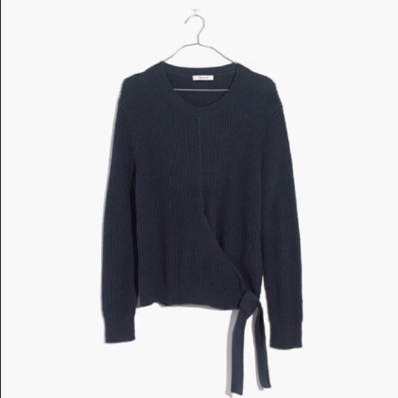 Madewell Sweaters - Madewell navy wrap side tie pullover sweater